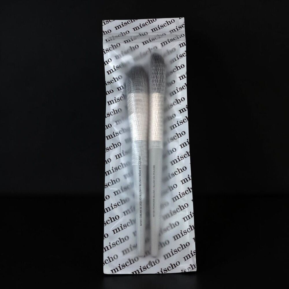 Mischo Beauty Blush Brush Set Grey Cream Liquid Powder 2pc NEW M101 M102
